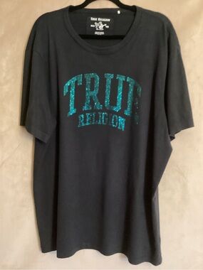 True Religion Black Graphic Tee with White Logo